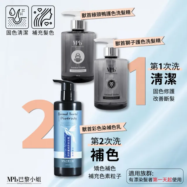 【MPB 巴黎小姐】獸首綠頭鴨護色洗髮精 300ml（染後髮色護色用）