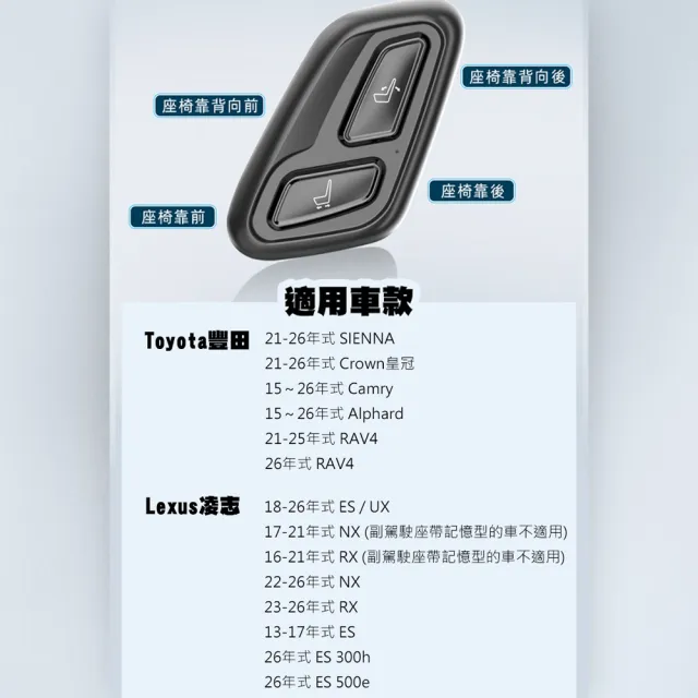 【JUST-PLAY】LEXUS 副駕專用電動椅控制器 老闆椅 副駕駛控制器 副駕駛座椅 電動座椅ESUXNXRX