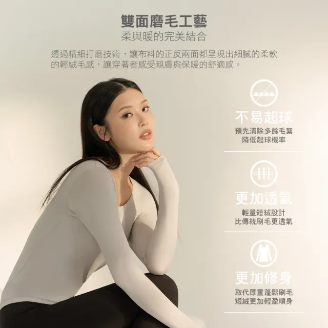 【MarCella 瑪榭】3件組-男女款輕量磨毛內搭保暖衣褲-立領/圓領/大圓領/保暖褲(女發熱衣/女內衣/內搭衣)