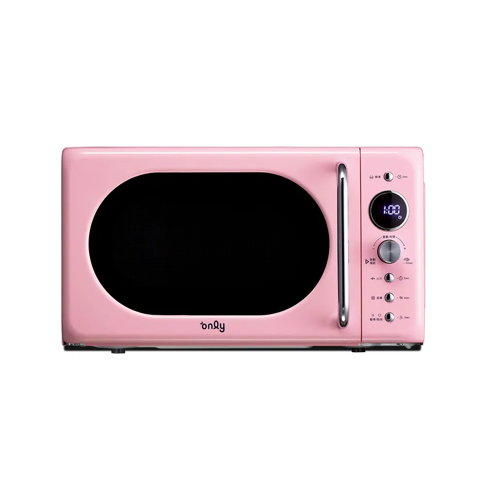 【only】微波專家20L美型平台微波爐OM20-G67E復古粉福利品(微電腦平板式/加熱空間媲美25L轉盤式)