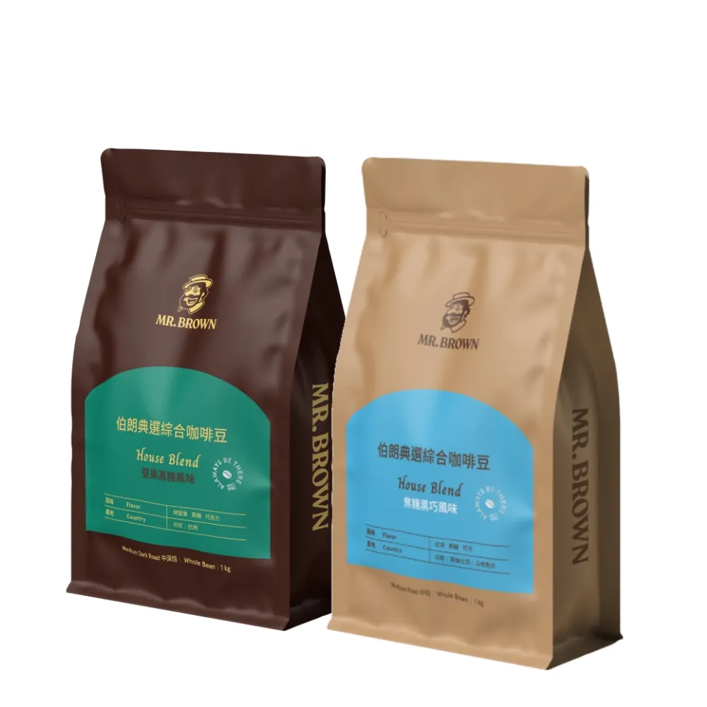 【金車/伯朗】伯朗典選綜合咖啡豆系列1kg (焦糖黑巧/堅果黑糖)