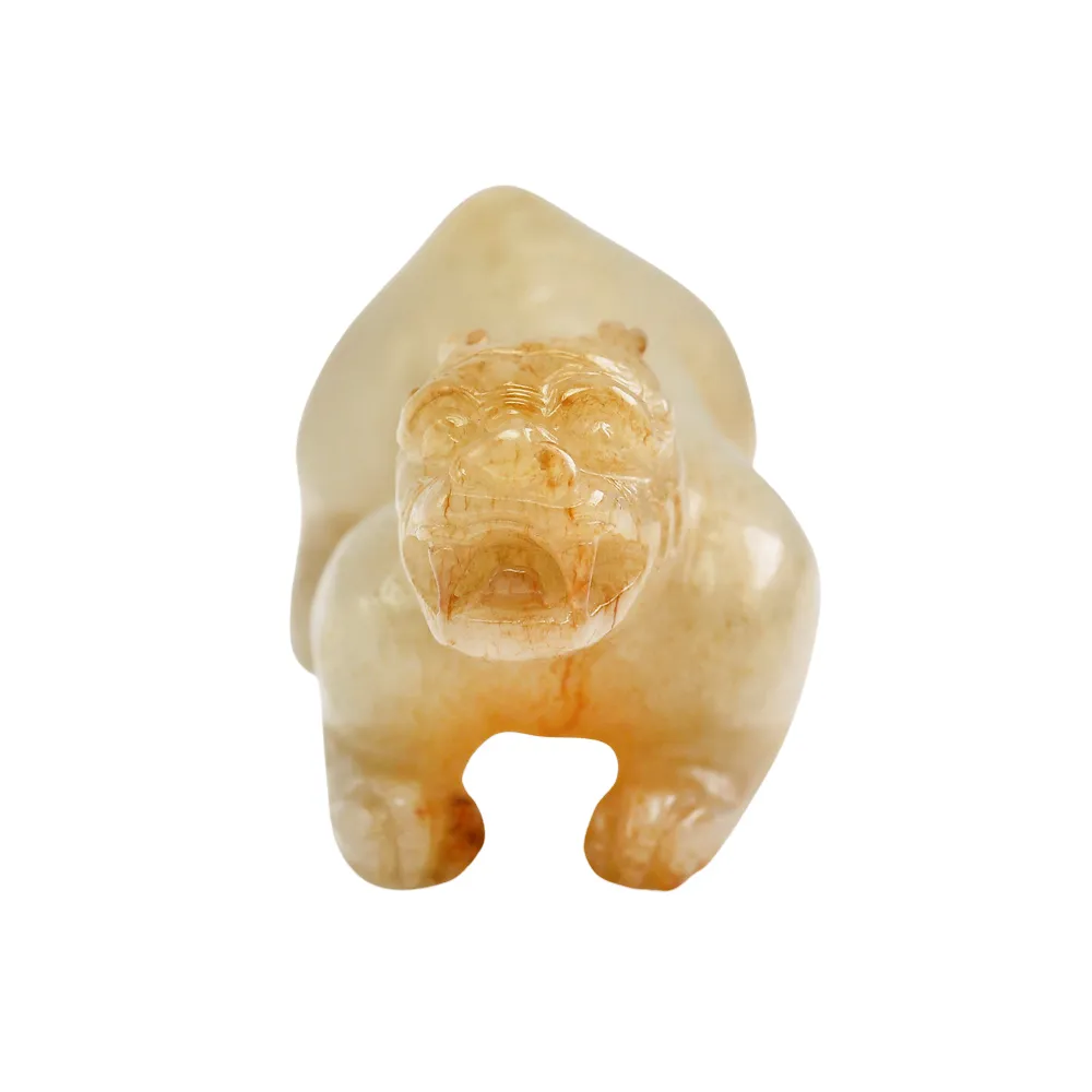 漢石齋】天然和田玉瑞獸小擺件沁色白玉(63*29*26mm) - momo購物網
