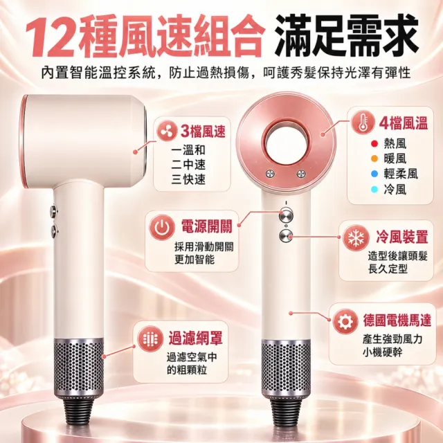 【小不記】等離子高速吹風機（1.8米線+五風嘴）吹風機 吹風筒 沙龍吹風機 暴力吹風機 負離子吹風機