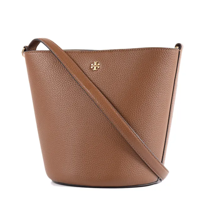 【TORY BURCH】BLAKE 荔枝紋磁釦肩背/斜背二用水桶包-焦糖色