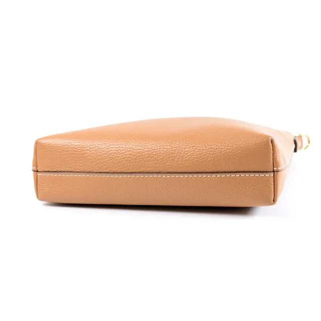【TORY BURCH】THEA 荔枝紋雙背帶拉鍊斜背包-提拉米蘇棕