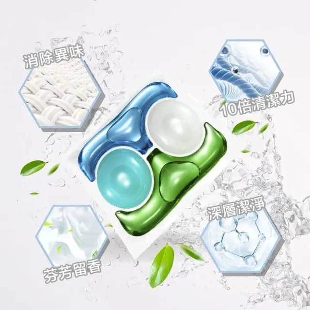 【KaPOD 王子菁華】4合1抗菌洗衣膠囊/洗衣球 30顆/袋*2*2(護色護衣/室內晾曬/防？ 任選)
