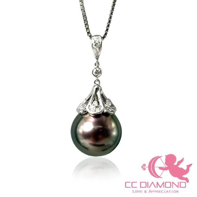 【CC Diamond】貴婦 18K鑽石 南洋大溪地 黑珍珠墜飾(12.1mm)