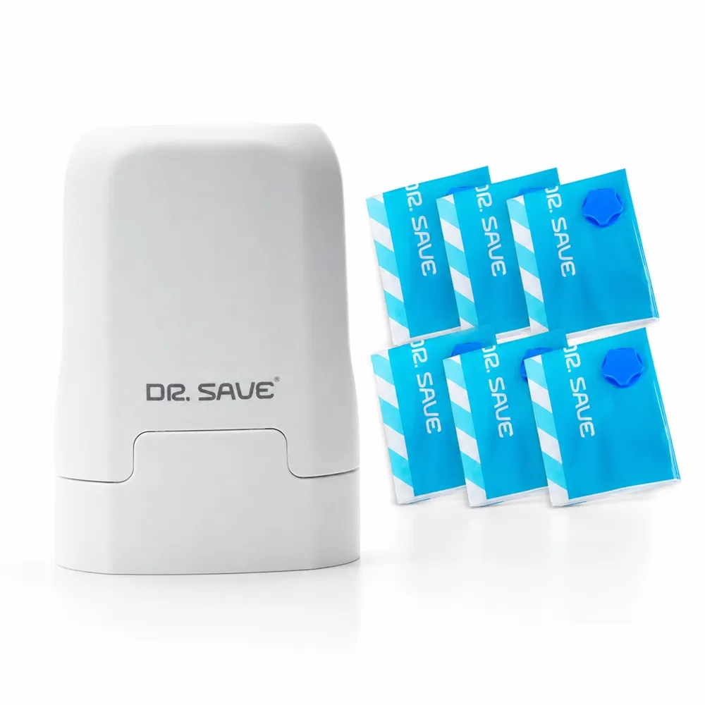【摩肯】DR. SAVE 美極樂極速抽充氣機組(含2大2小壓縮袋組 電池款  居家換季 旅行打包 抽氣幫浦 充氣機)