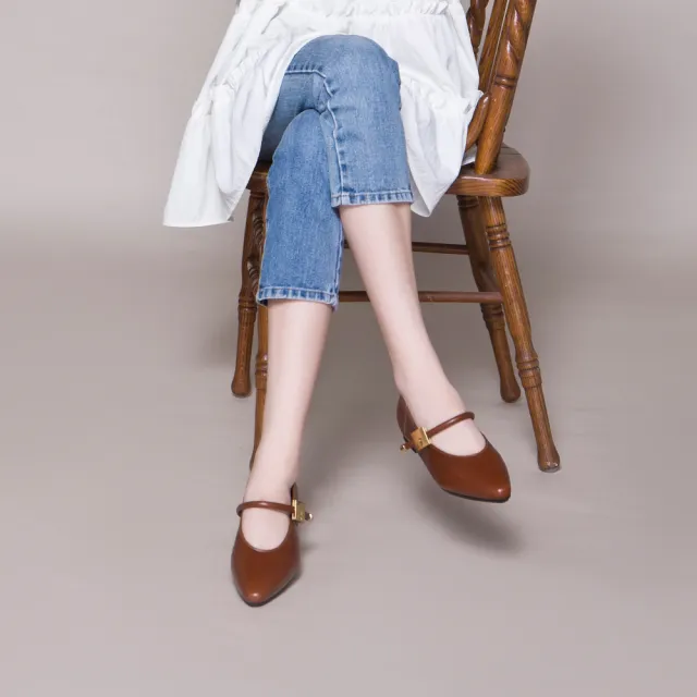 【FAIR LADY】品牌經典 小時光 典雅FA飾釦瑪莉珍平底鞋(焦糖棕/5B3069 女鞋)