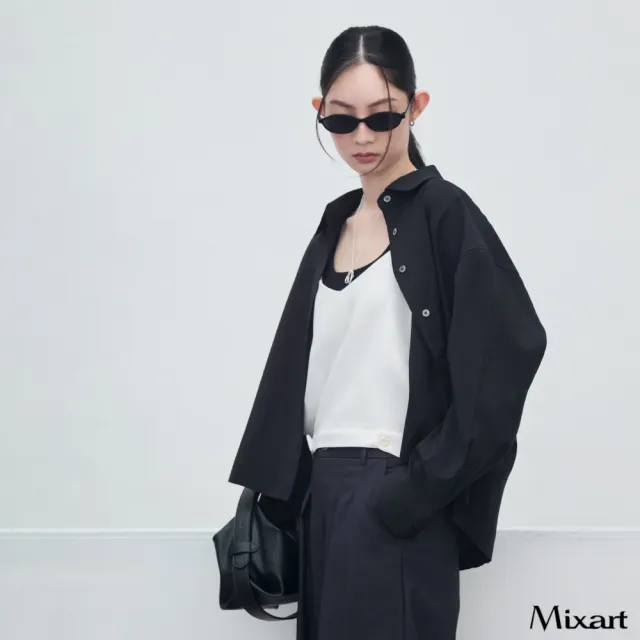 【Mixart】襯衫 長袖 外套 高智美學 落間俐落線條襯衫(共兩色)