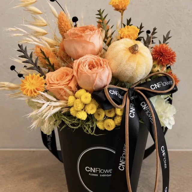 【CNFlower 西恩】南瓜秘境 恆星花禮(CN黑色小花盒)