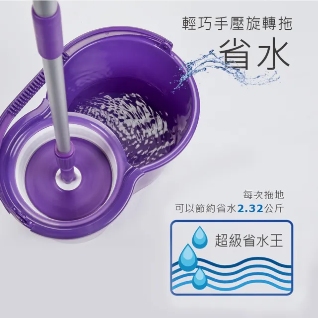 【好神拖】經典大禮包組 手壓拖把組加贈洗衣球(2拖+1桶+4布+洗衣球)
