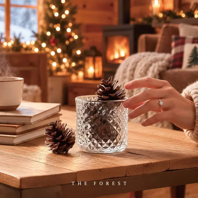 【The Forest 癒森林】北歐可可松果香氛水晶杯禮盒含15ml品牌香氛油(送禮禮盒/居家香氛/生日禮物)