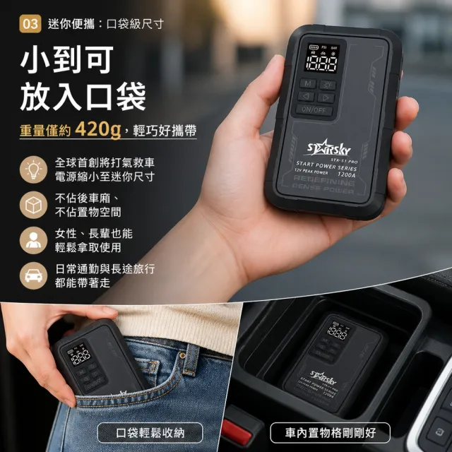 【STARSKY 星得克】輕旗艦 救援小隊口袋機 打氣救車電霸 STX-P1 PRO 汽車/重機 極限專賣推薦