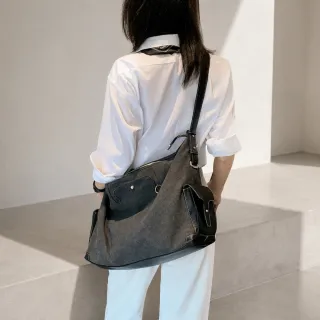 【MoonDy】雙11 腋下包 肩背包 復古包 A4包 通勤包 hobo包 女生包包 帆布大包 大容量包包 托特包 送女