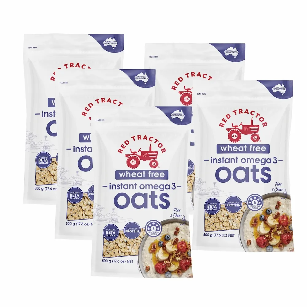 【Red Tractor】奇亞籽&亞麻籽Omega3燕麥片(燕麥片、WHEAT FREE無小麥-500gx5包/箱)