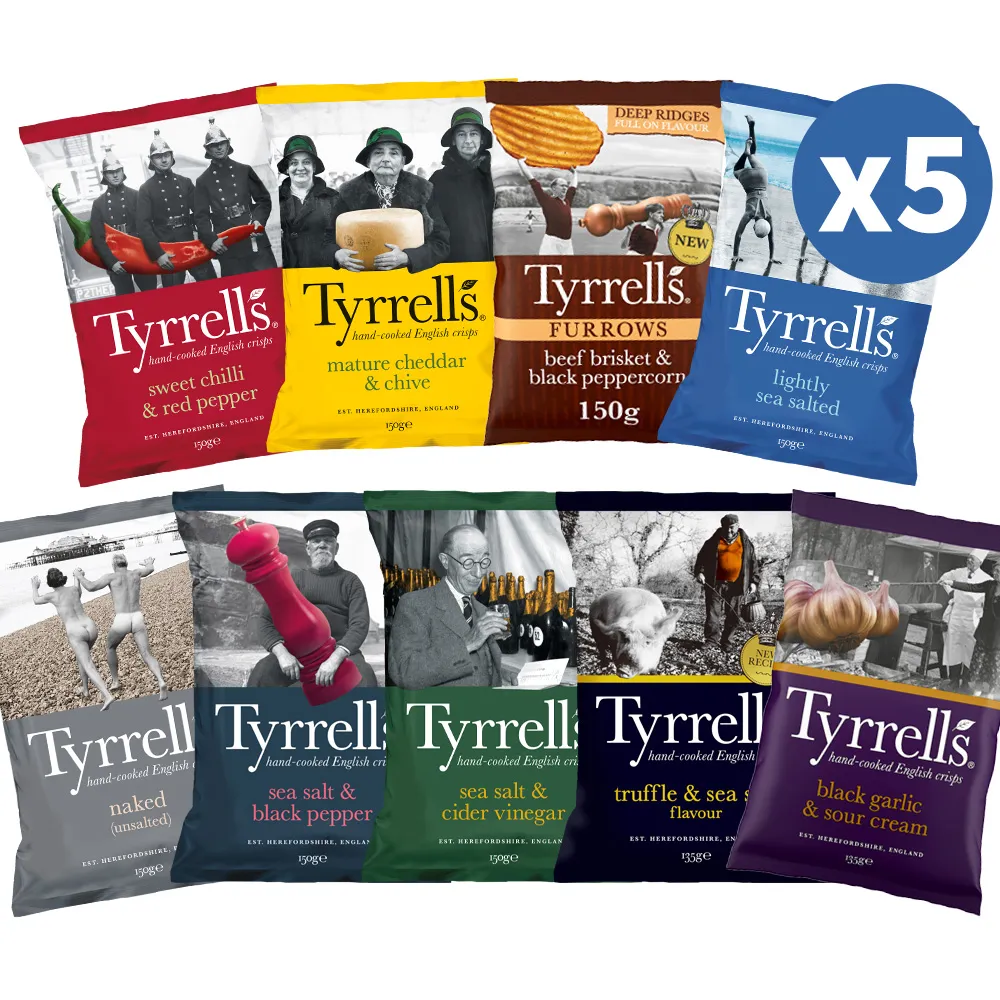 【Tyrrells】泰勒思英國洋芋片 無麩質 135g-150g/包x5包組 (任選口味)