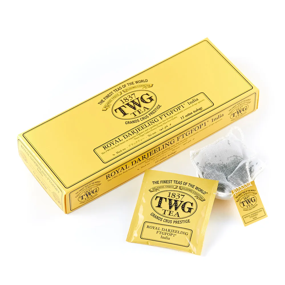 【TWG Tea】手工純棉茶包 皇家大吉嶺 15包/盒(Royal Darjeeling FTGFOP1;紅茶)