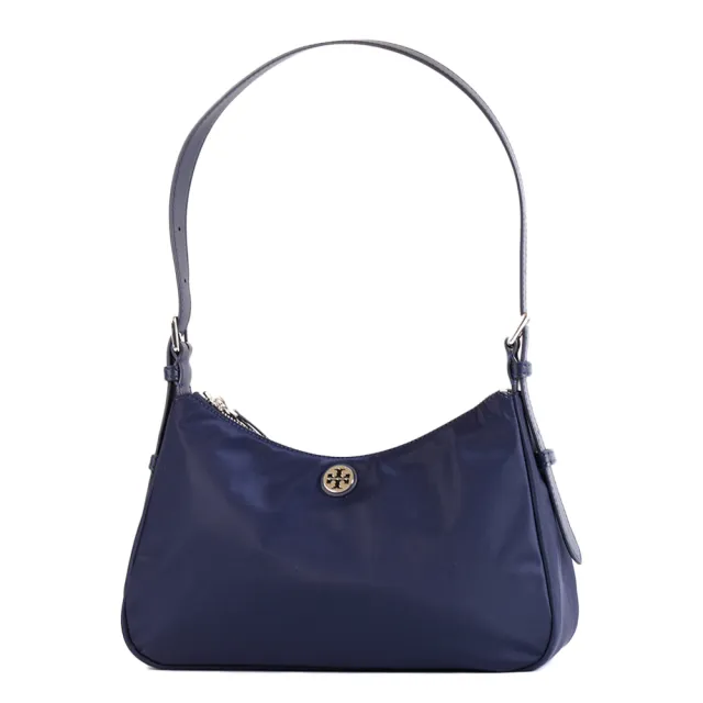 【TORY BURCH】金屬標高密度尼龍拉鍊肩背包-海軍藍