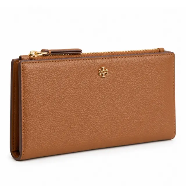 【TORY BURCH】經典LOGO荔枝紋皮革對開式長夾(多款任選)