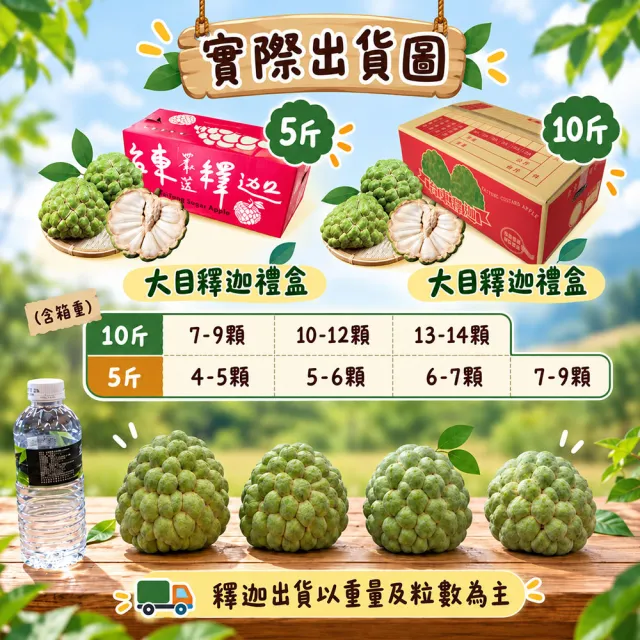 【初品果】台東太麻里大目釋迦禮盒含箱5斤6-7顆x4盒(送禮/禮盒/水果禮盒)