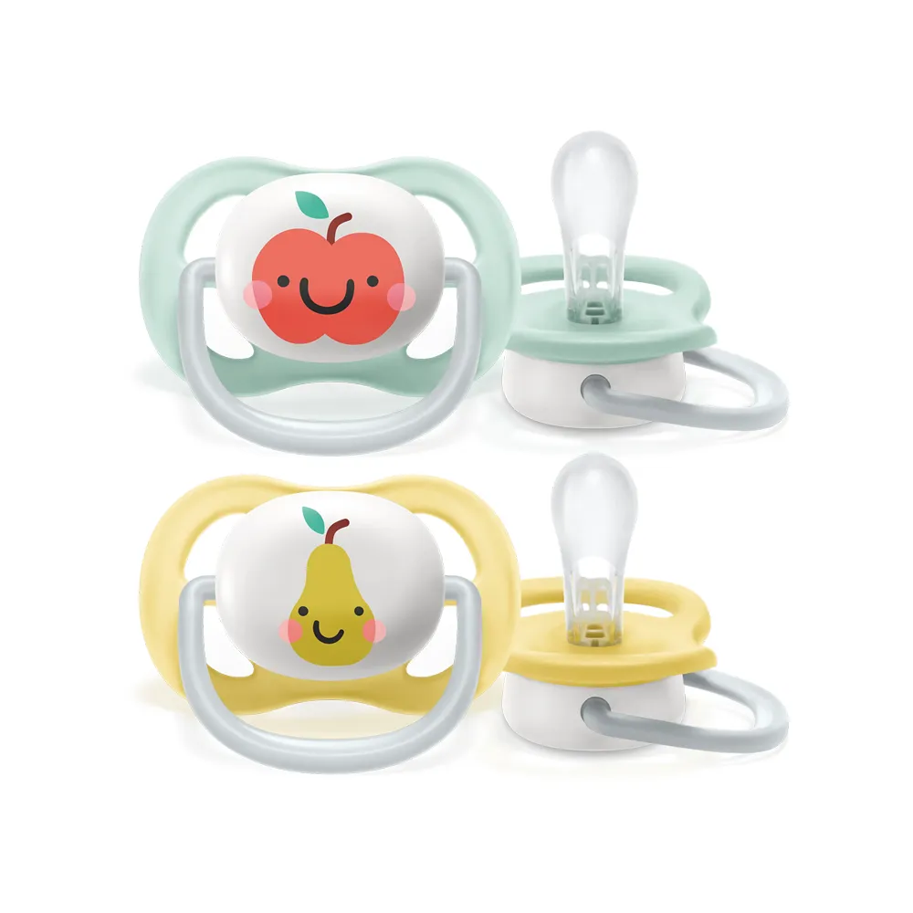 【PHILIPS AVENT】飛利浦新安怡 透氣開心安撫奶嘴 0-6m 2入--蘋果/洋梨(SCF080/17)