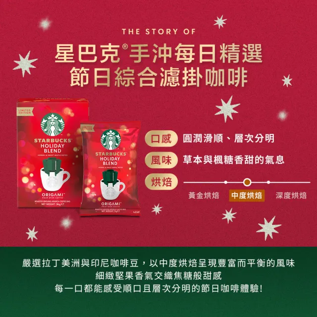 【STARBUCKS 星巴克】節日限定濾掛咖啡4入X6盒組