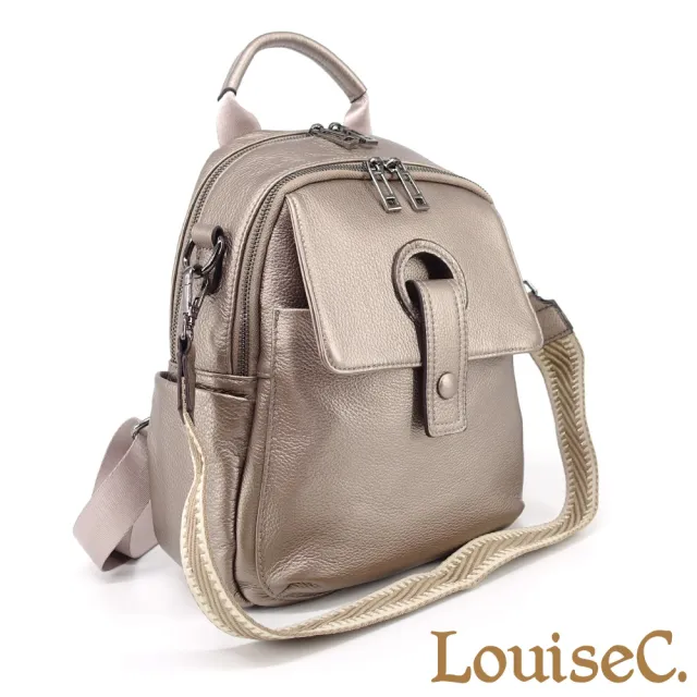 【LouiseC.】雙11 Tree House 牛皮 小尺寸 行李桿插袋 雙分隔層 手提肩背後背真皮包 4色 YS24137