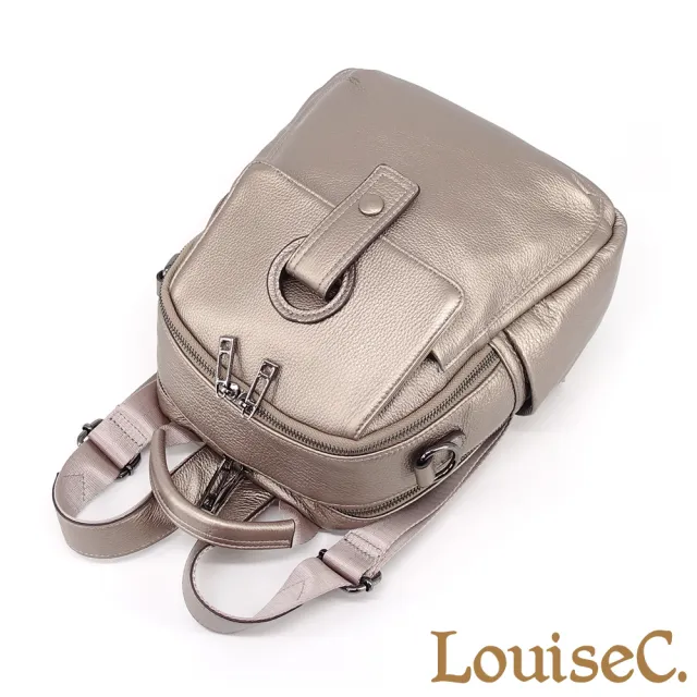 【LouiseC.】雙11 Tree House 牛皮 小尺寸 行李桿插袋 雙分隔層 手提肩背後背真皮包 4色 YS24137