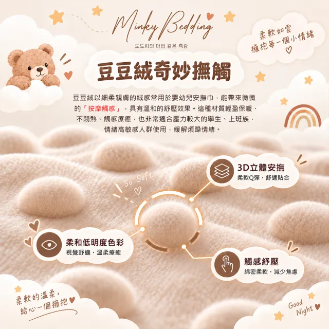 【MIT iLook】兒童QQ豆豆安撫雲朵絨冬季棉被 (120x150公分/多款可愛花色可選)