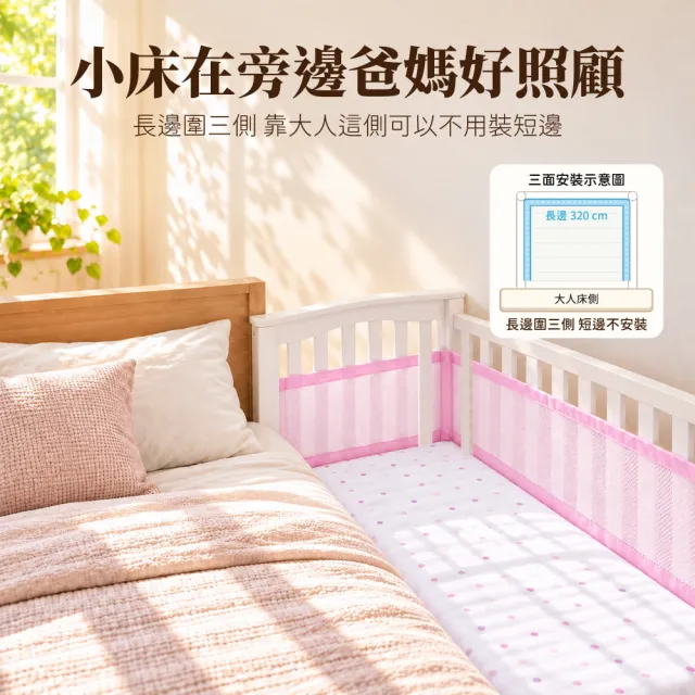 【OhBabyLying】嬰兒床透氣床圍(床圍/床邊護欄/安全護欄/居家安全/安全防護/寶寶防撞/網眼透氣床圍)