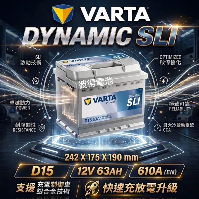 【VARTA 華達】D15 63AH 銀色動力 汽車電瓶 LN2 56224(德國進口歐洲製造)