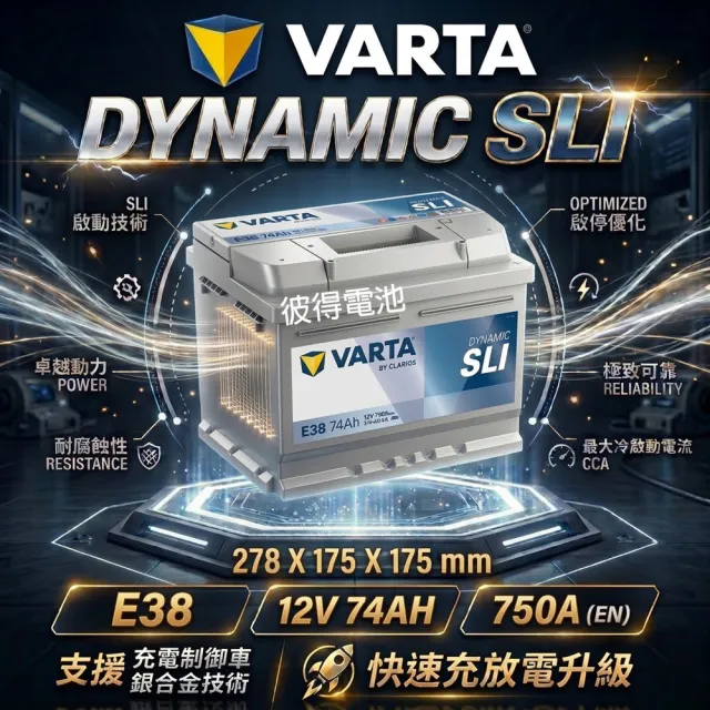 【VARTA 華達】E38 74AH 銀色動力 汽車電瓶 LBN3 57114(德國進口歐洲製造)
