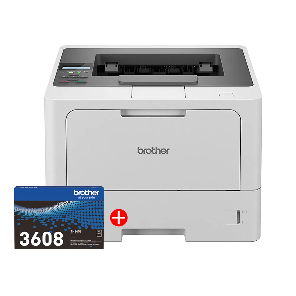 【brother】官方直營 搭1黑標準容量碳粉★HL-L5210DN 商用黑白高速雷射印表機(自動雙面列印/有線網路/行動