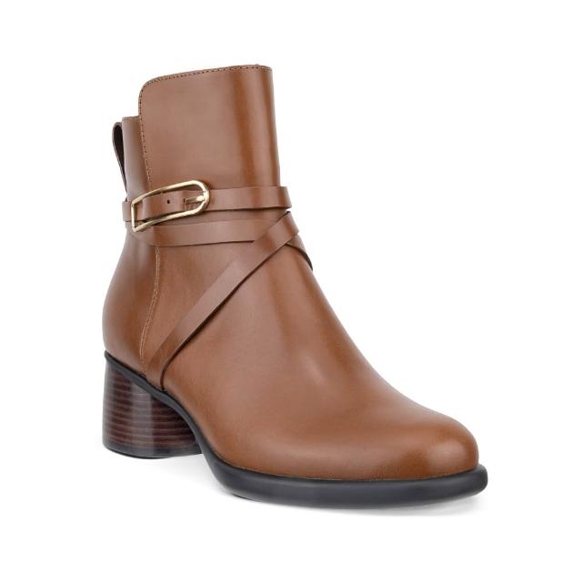 【ecco】Sculpted LX 35 雕塑可調式扣環粗跟拉鍊踝靴 女鞋(駝色 22253301034)
