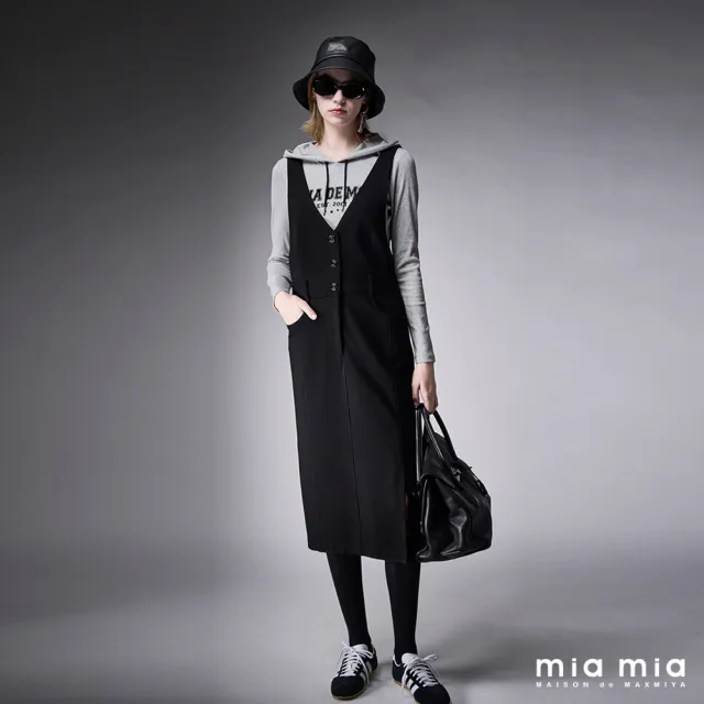 【mia mia】V領排釦背心吊帶裙