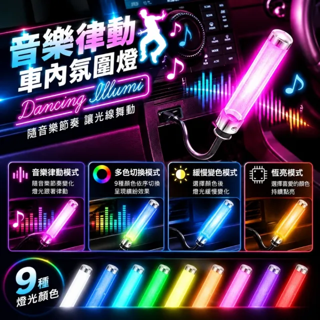 【YAC】日本槌屋 音樂自由彎折氛圍燈 PF-453 車用氣氛燈｜彎折氛圍燈｜USB氣氛燈｜車內氛圍燈｜LED氣氛燈