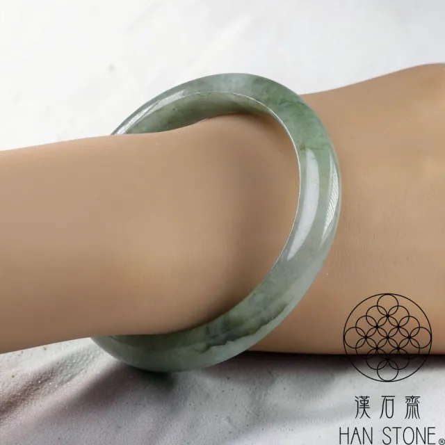 【漢石齋】天然翡翠A貨 手鐲玉鐲 細糯種飄花帶黃翡 福 利 品(手圍18.4/ 版寬11.2mm)