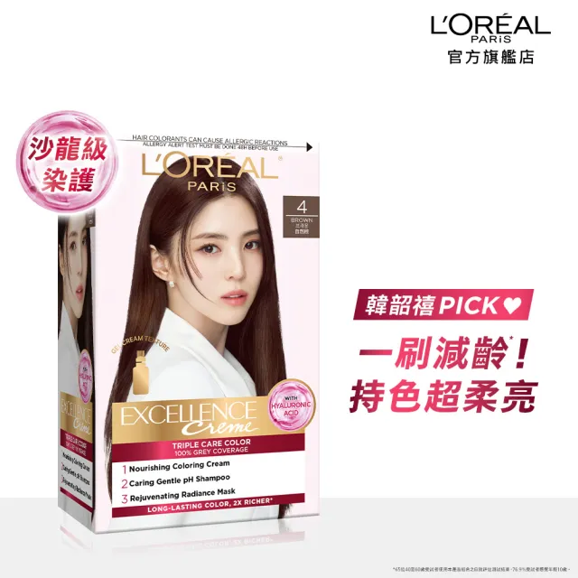 【L’OREAL Paris 巴黎萊雅】優媚霜三重護髮染髮霜/雙管染髮霜-韓韶禧PICK/沙龍級染護/12週持久遮白