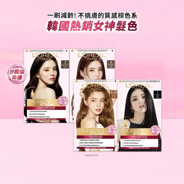 【L’OREAL Paris 巴黎萊雅】優媚霜三重護髮染髮霜/雙管染髮霜 4入-韓韶禧PICK/沙龍級染護/12週持久遮白