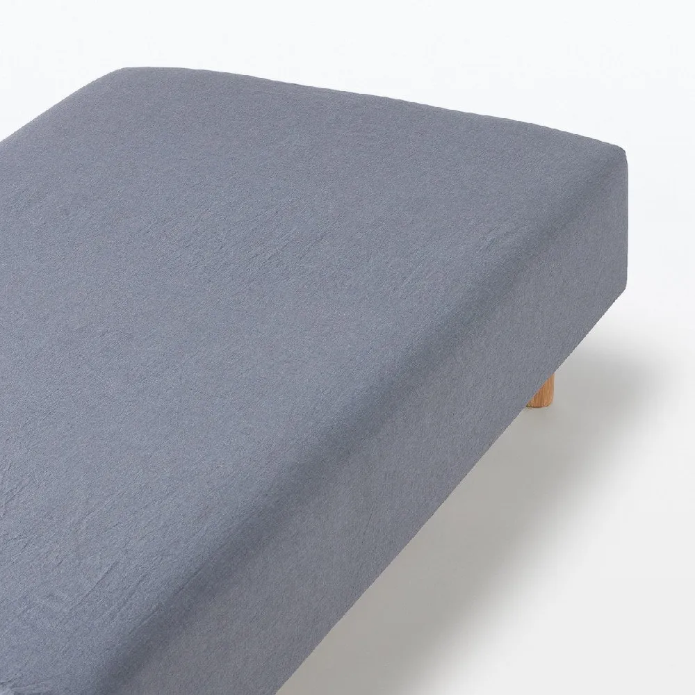 【MUJI 無印良品】柔舒水洗棉床包/D(灰色/柔白/深藍/淺米)