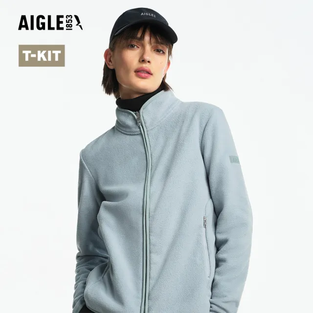【AIGLE】女 短刷毛保暖外套|AG-FAZ42A251 迷霧藍 (女外套 保暖外套 刷毛衣 刷毛外套)