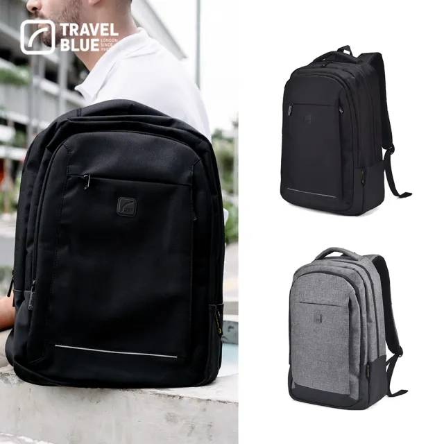 【Travel Blue 藍旅】 氣質款商務後背包-黑/灰 後背包/筆電包/防水包 電腦包/雙肩包/大容