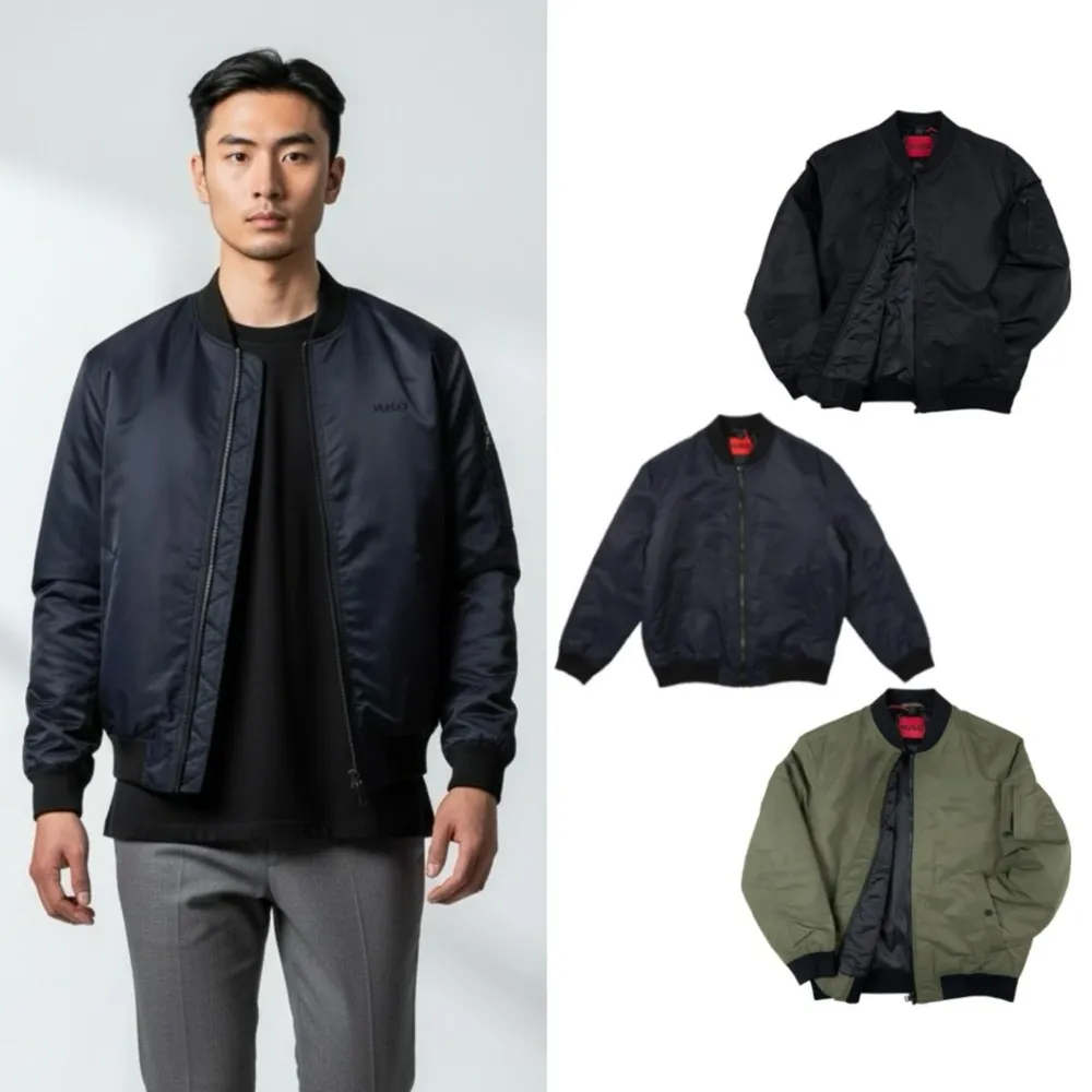 【HUGO BOSS】高質感 Hugo Boss 飛行外套 防潑水 雨果 博斯 舖棉 暗袋 夾克 無帽 外套(1346)