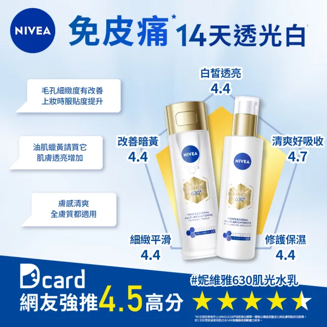 【NIVEA 妮維雅】630肌光三酸煥膚精華水+肌光透白修護精華乳(美白/淡斑)
