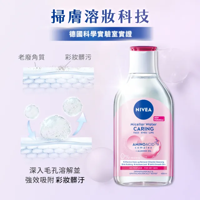 【NIVEA 妮維雅】卸妝水400ml全系列x3入(B5卸妝水/舒敏/水潤/敏感肌適用)