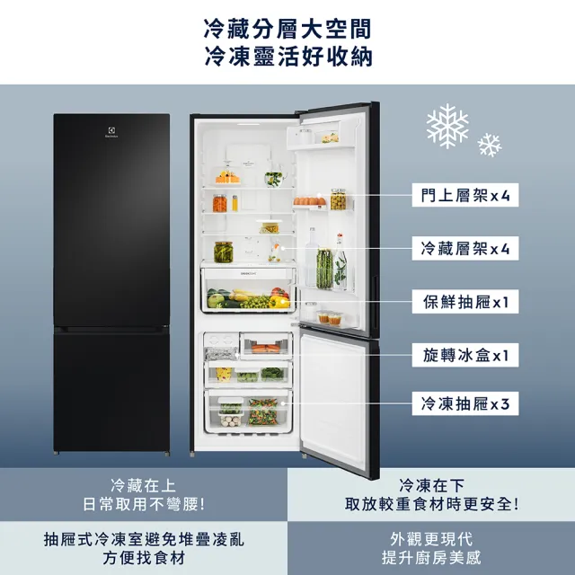 【Electrolux 伊萊克斯】雙11限定 700系列 345L AI 變頻智慧雙門冰箱(EBM3402L-B)
