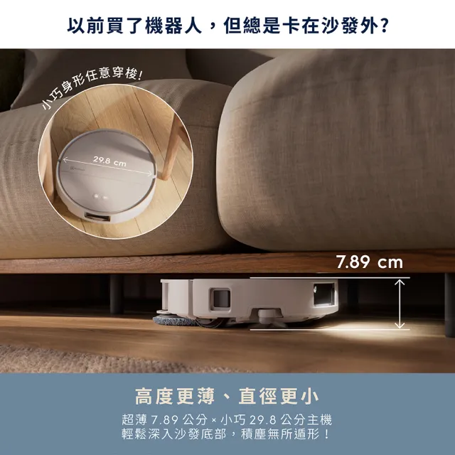 【Electrolux 伊萊克斯】雙11限定 安心管家 800 Slim 能掃拖機器人(EFR82224)