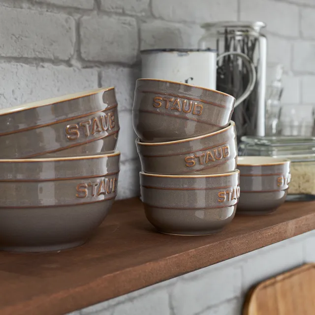 【STAUB】圓形陶瓷碗餐碗2件組9cm-復古灰/0.2L(德國雙人牌集團官方直營)