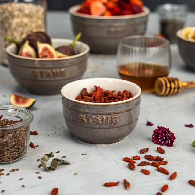 【STAUB】圓形陶瓷碗餐碗2件組9cm-復古灰/0.2L(德國雙人牌集團官方直營)